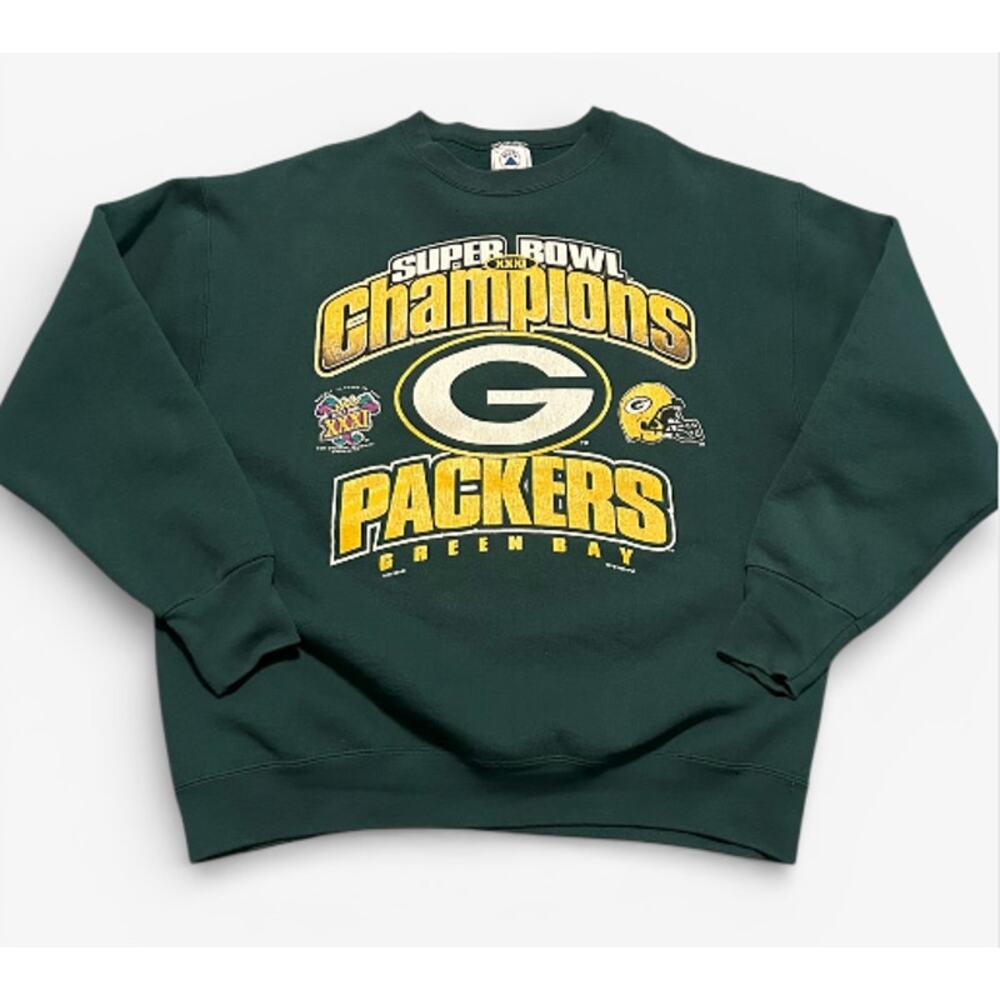 Vintage 90s Green Bay Packers Super Bowl Champions Crewneck Sweatshirt L USA